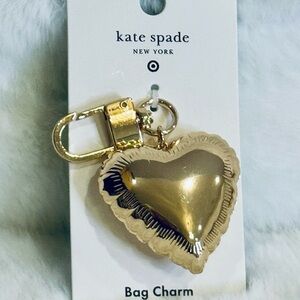 Kate Spade x Target bag charm heart balloon shaped gold tone metal NWT